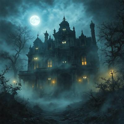 Primary subject: A large, old, and dark castle with a moon in the sky above it.

Setting/background: The castle is set in a dark, foggy, and mysterious environment, with a moon illuminating the scene.

Visual style: The image is a digital art or illustration, featuring a detailed and atmospheric depiction of the castle.

Colors and mood: The dominant colors are dark and moody, with the moon providing a touch of light and contrast. The overall atmosphere
